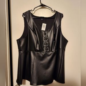 Torrid NWT faux leather peplum sleeveless top size 3x